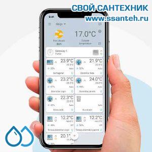 20470  POER PTV30_868 Электронная термоголовка беспроводная, ПИД-регулирование, монитор влажности, 7 дней, эко режим, WiFi, android, IOS приложение